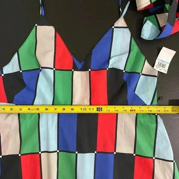 Matthew Bruch NWT Patchwork Midi Dress Belted Fit & Flare - Picture 11 of 14